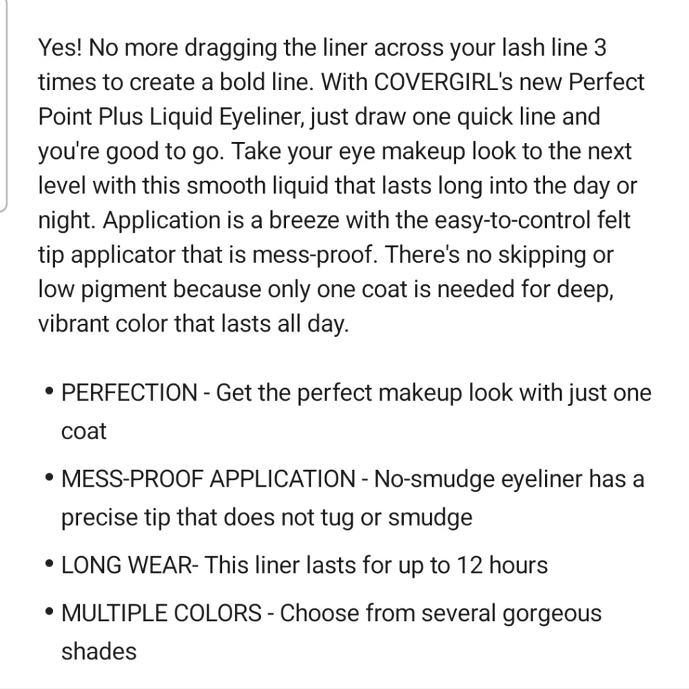 ⭐4/$15 Covergirl Perfect Point Plus Liquid Eyeliner Charcoal